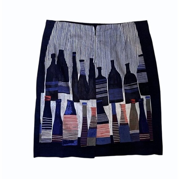 Nic+Zoe Women's Women's Skirt Size 8 Artsy Abstract Bottle Print w/ Back Zipper - Picture 2 of 8